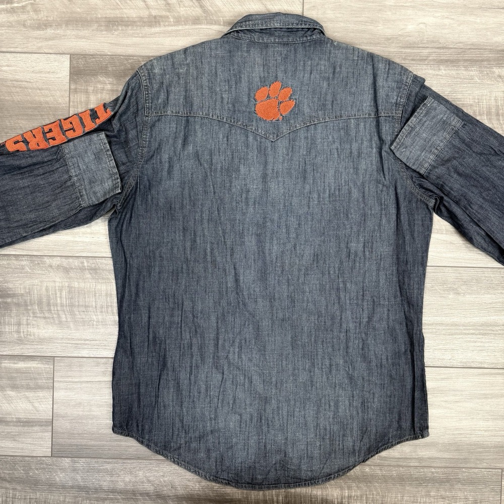 Wrangler Retro Mens‎ Western Pearl Snap Denim Shirt  Clemson Tigers LARGE NWT - Picture 7 of 10